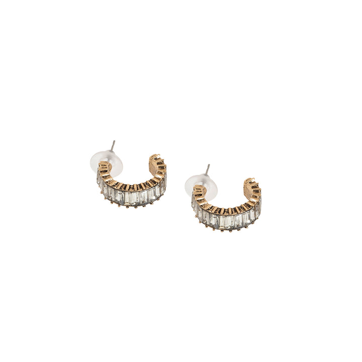 Ula Hoop White Stone Earrings