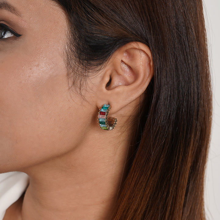 Ula Hoop Multicolour Stone Earrings