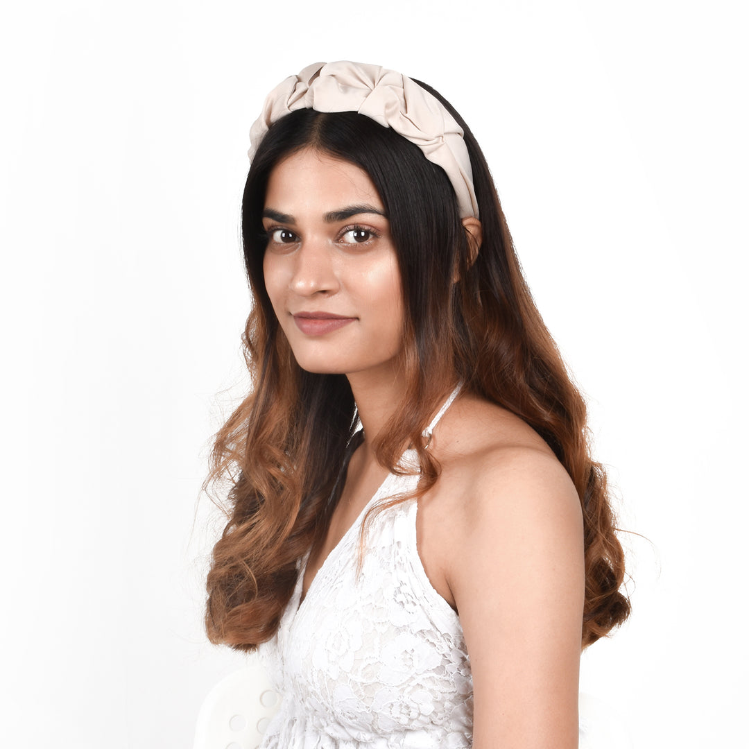 Emmy Beach Beige Smocked Hairband