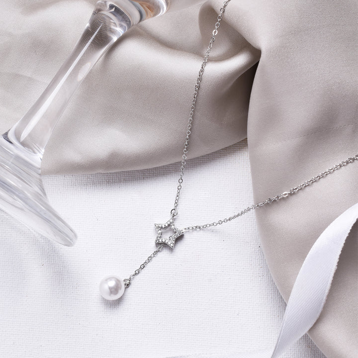 Star Drop Silver Necklace