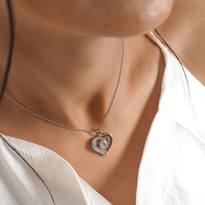 Aveline Drop in a Heart Silver Necklace