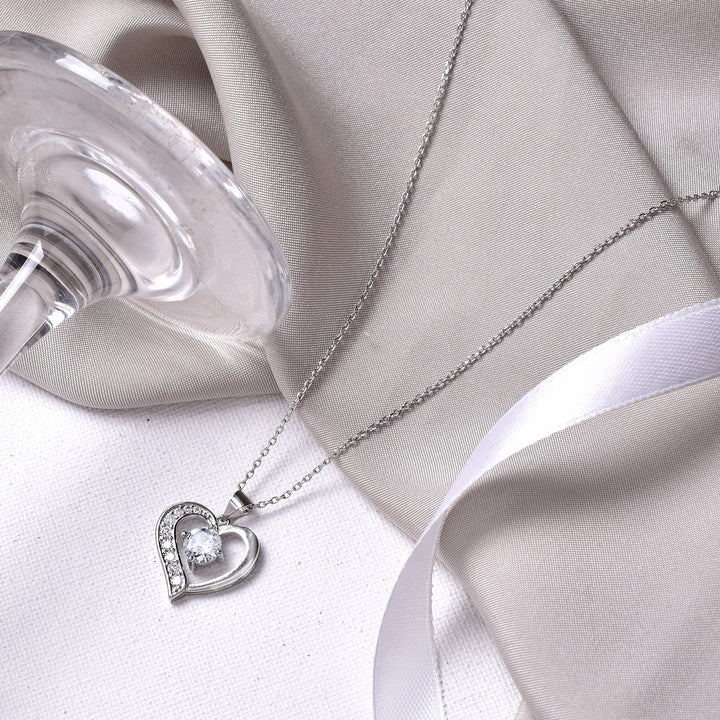 Aveline Drop in a Heart Silver Necklace