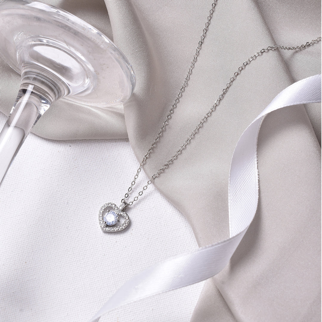 Etta Drop in a Heart Silver Necklace