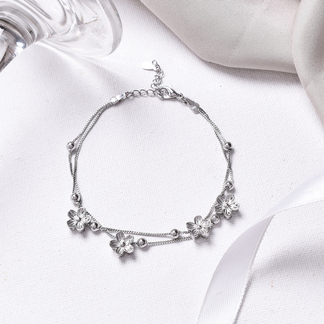 Leif Floral Silver Bracelet