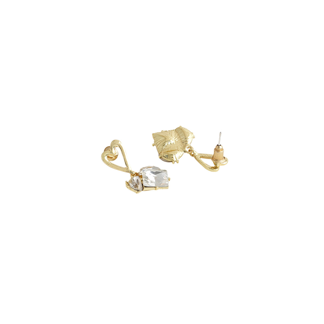 Double Trouble Gold Heart  Earrings