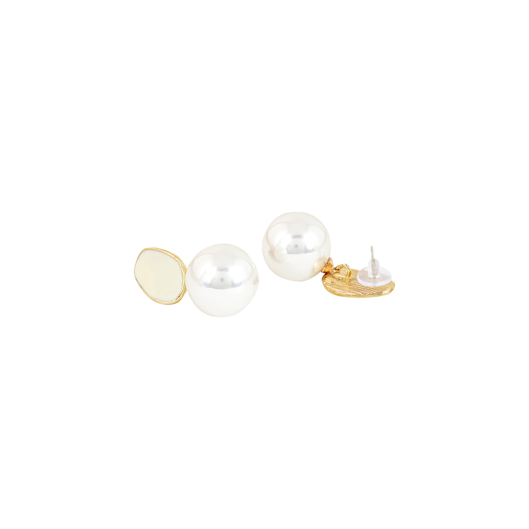Soleil Gold And White Pearl Earring