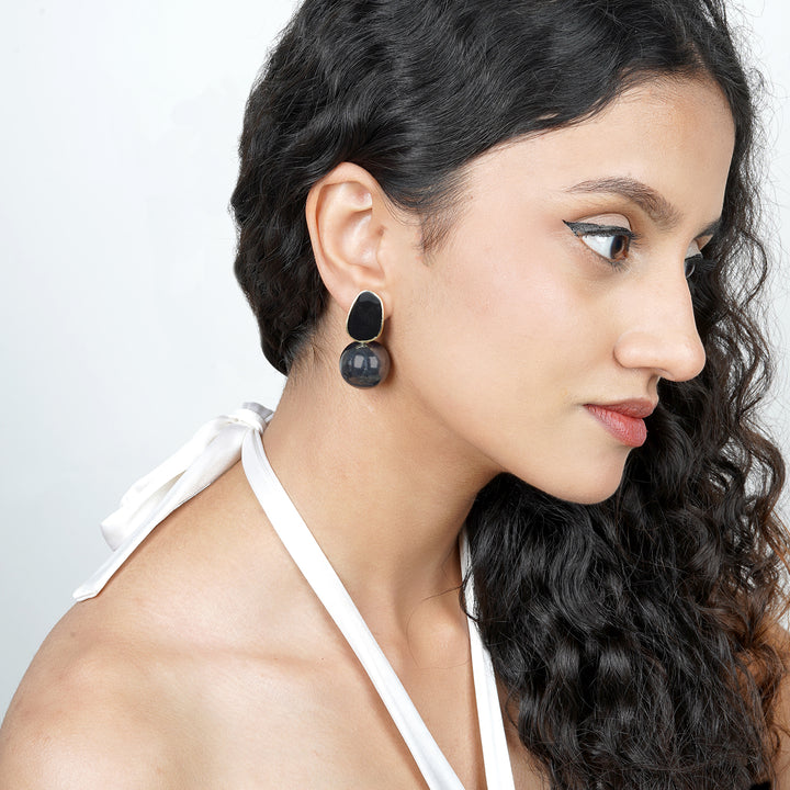 Soleil Black And Gold Pearl Earring