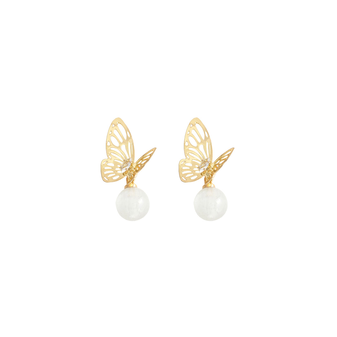 Butterfly Pearl Drop Earrings