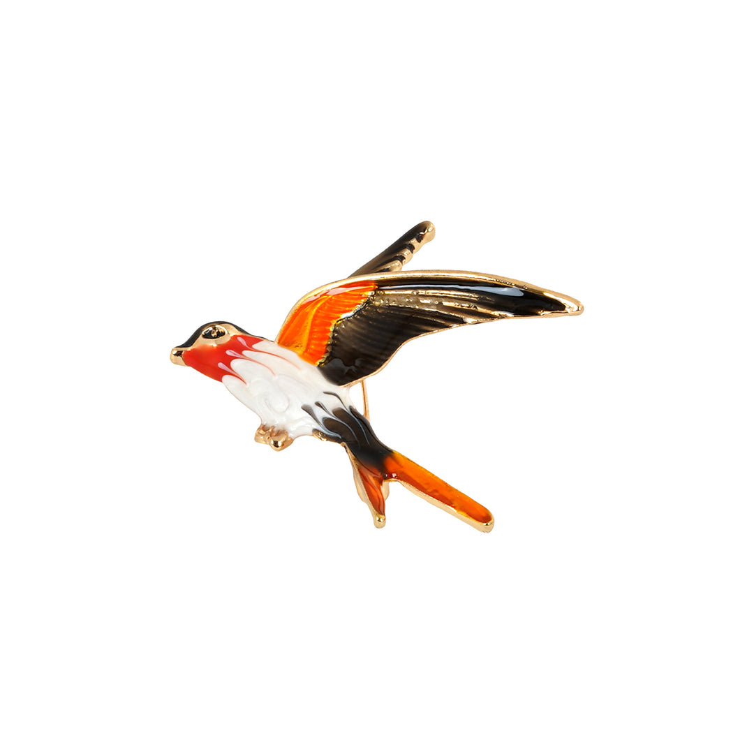 Aira Orange And White Bird Brooch
