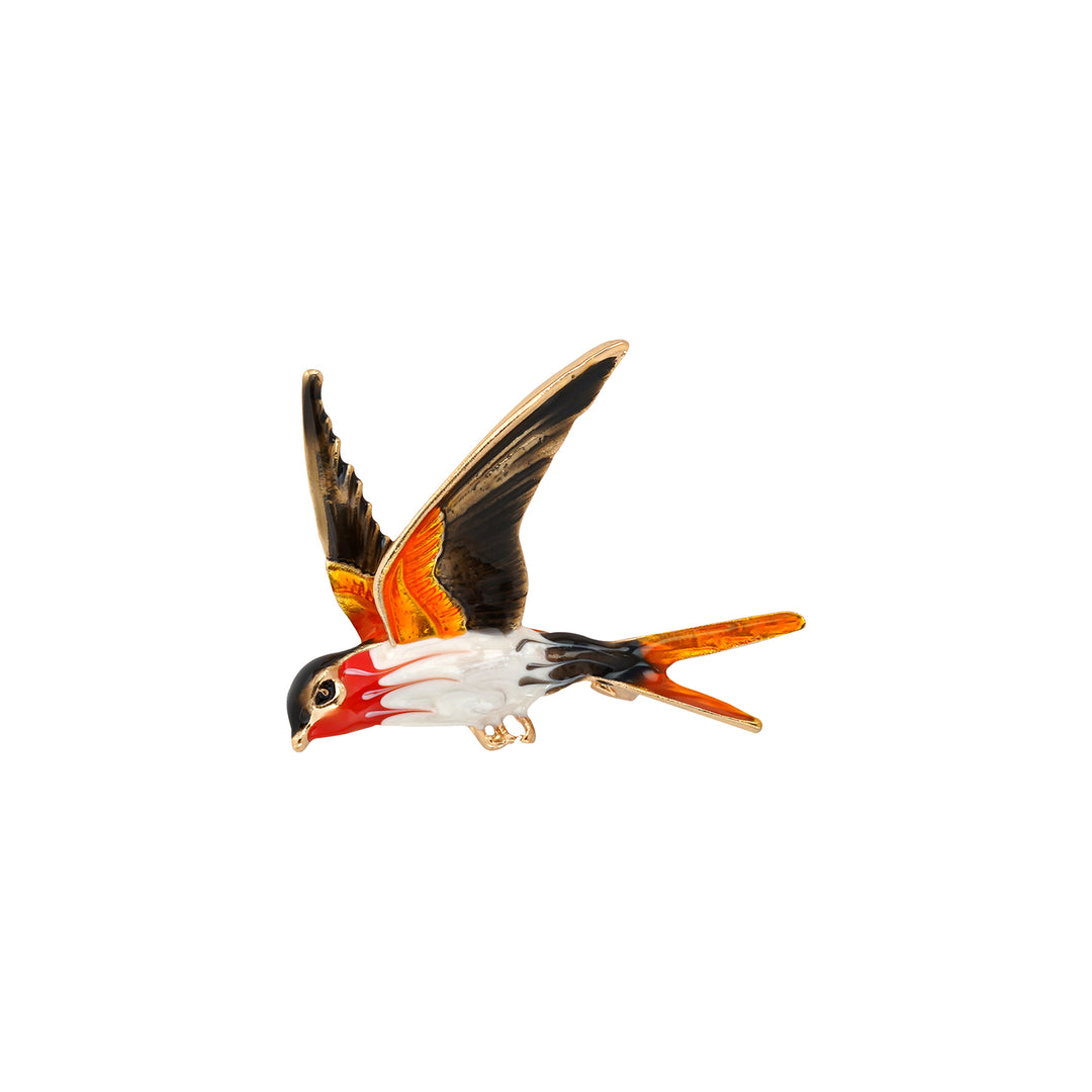 Aira Orange And White Bird Brooch