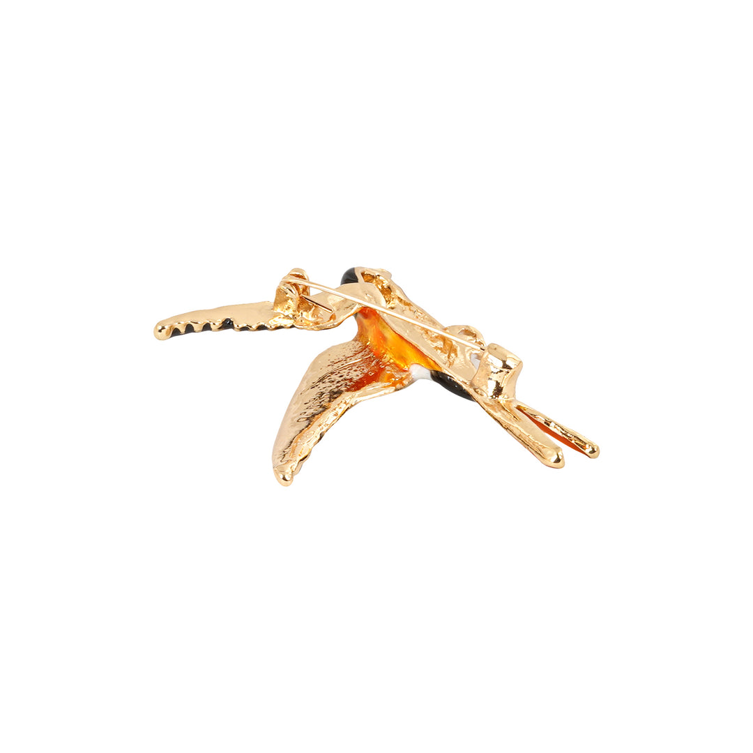 Aira Orange And White Bird Brooch