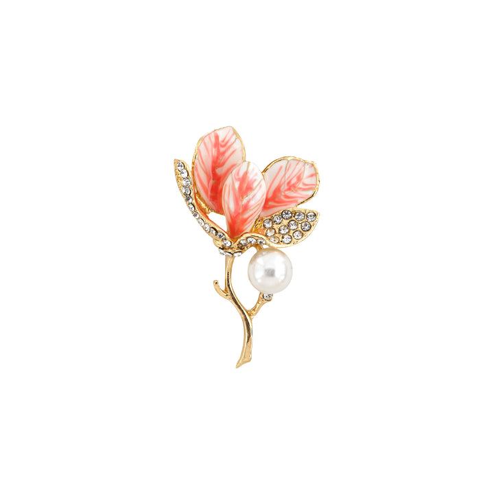 Irie Peach Tulip Rhinestone Brooch