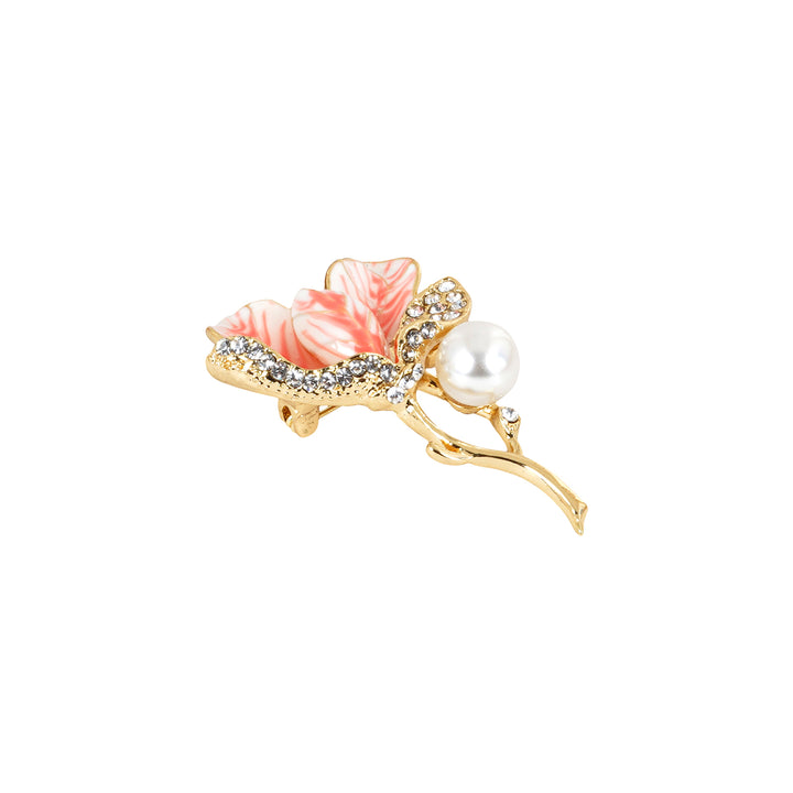 Irie Peach Tulip Rhinestone Brooch