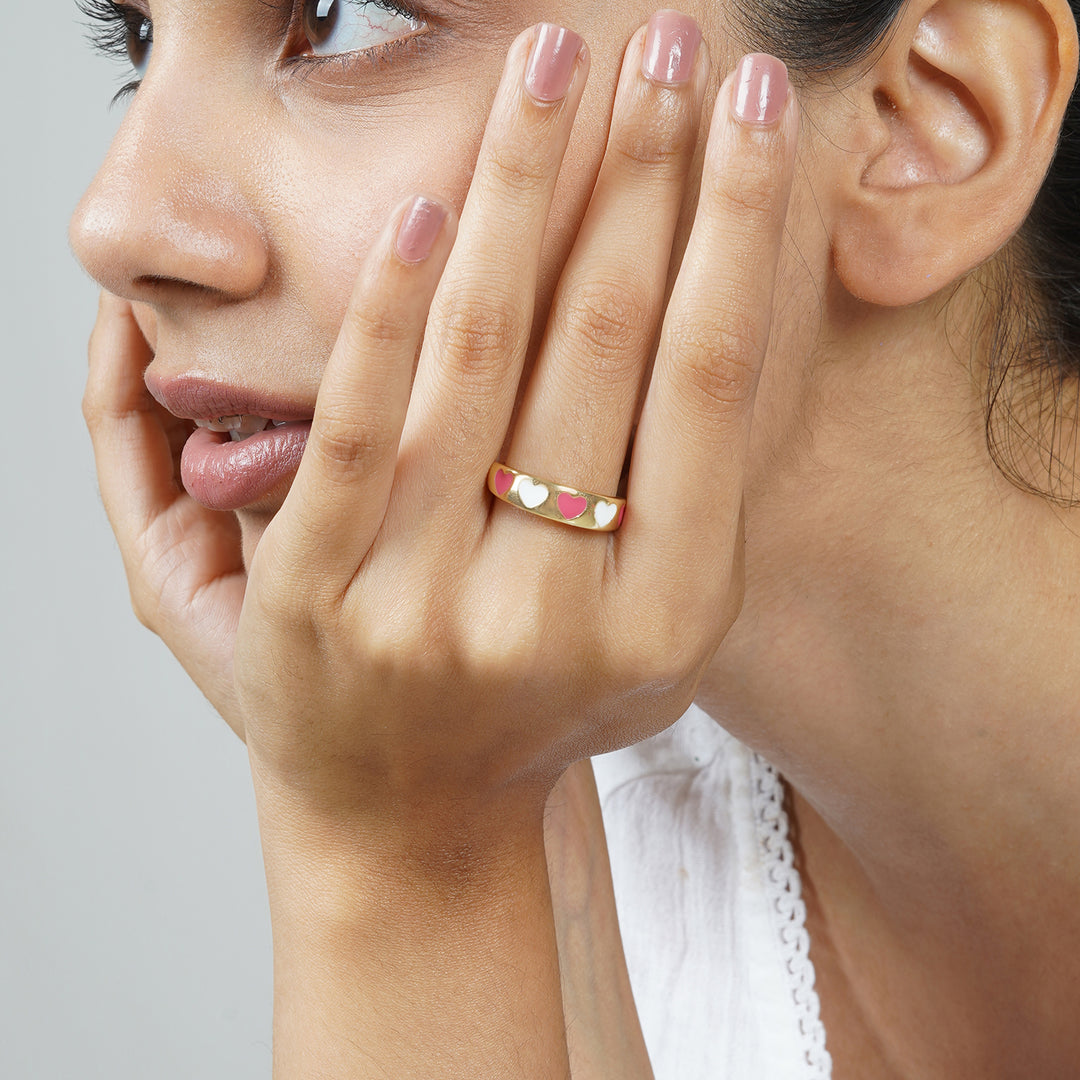 Cara Red And White Multicolour Ring