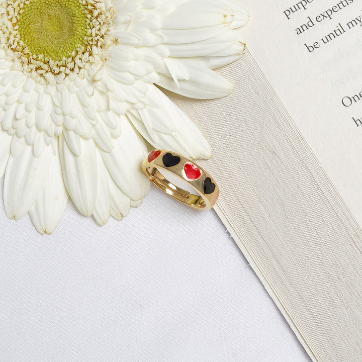 Cara Red And Black Multicolour Ring