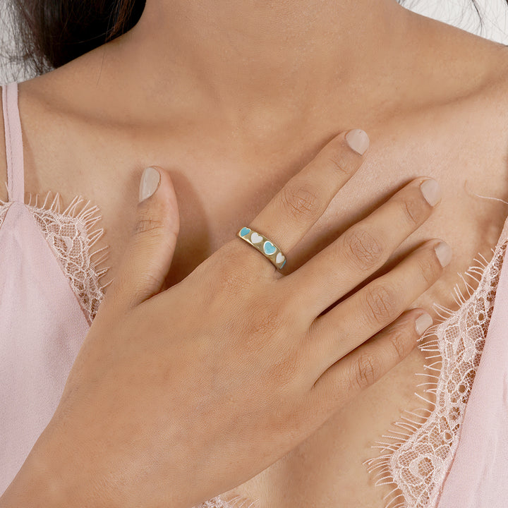 Cara Blue And White Multicolour Ring