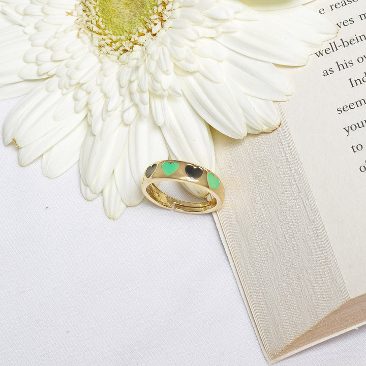 Cara Black And Green Multicolour Ring