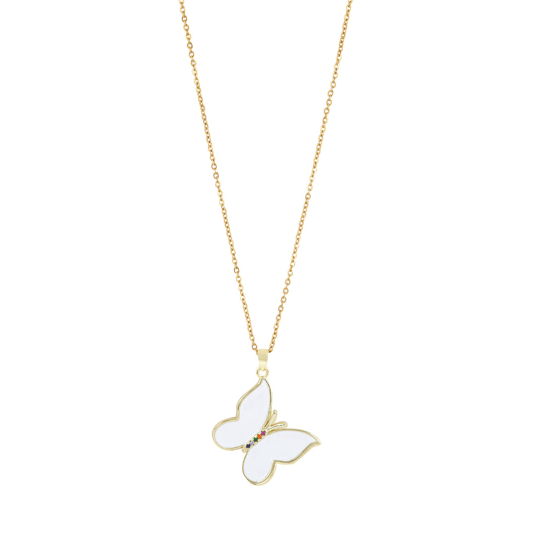 Zaria White Butterfly Charm Necklace