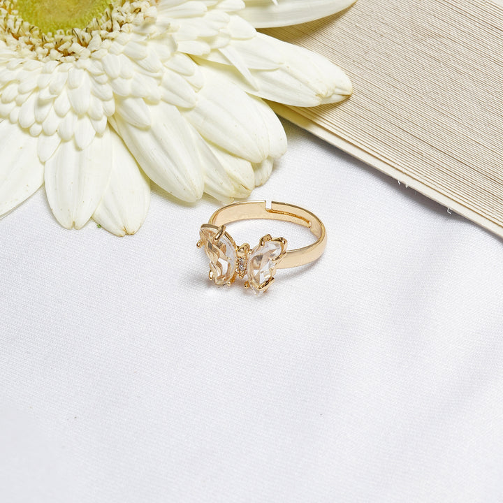 Mabel Butterfly White Stone Ring