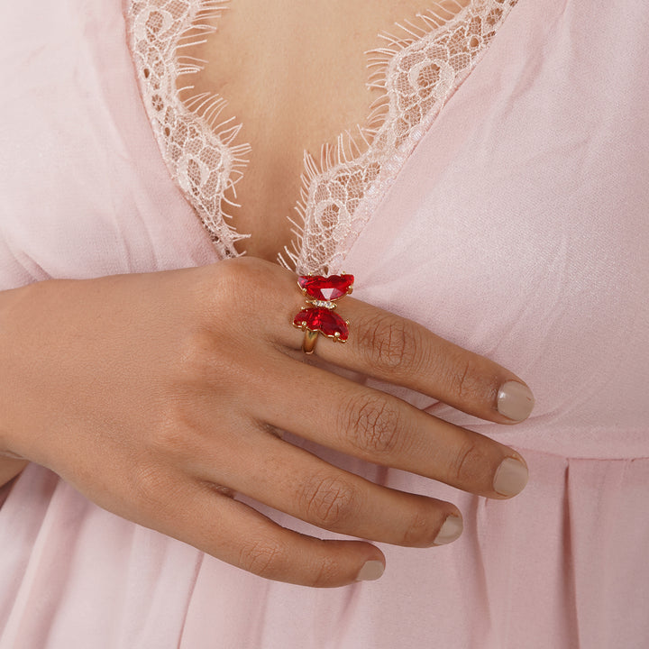 Mabel Butterfly Big Red Stone Ring