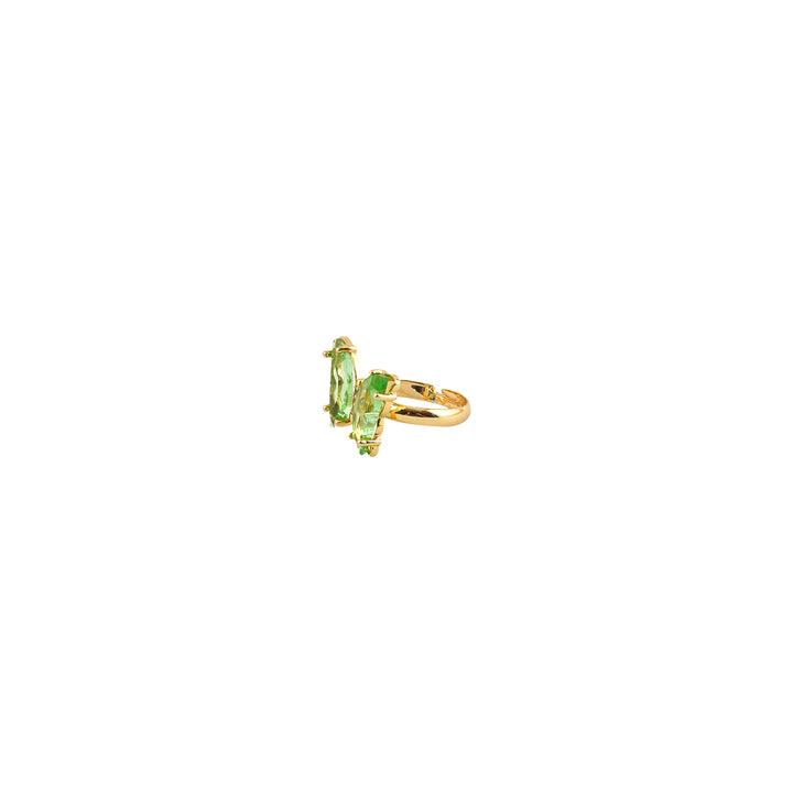 Mabel Butterfly Big Light Green Stone Ring