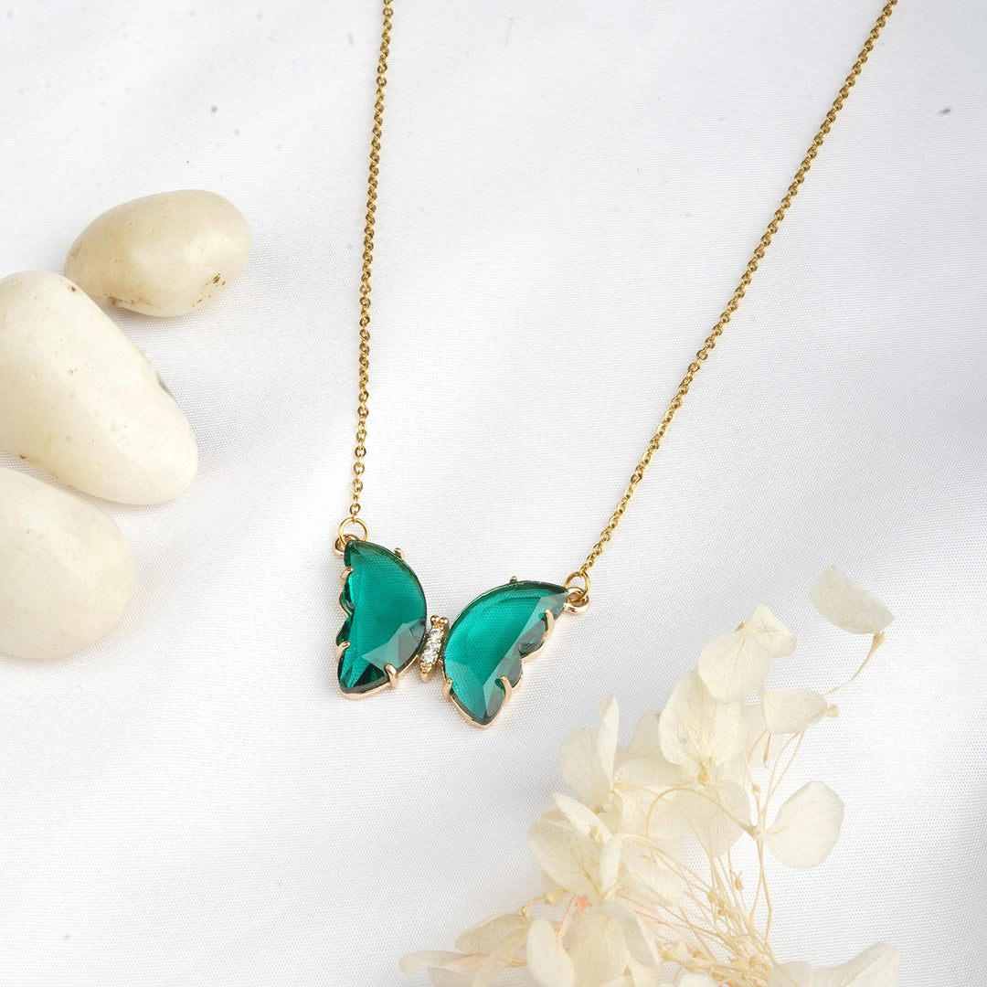 Lainey Green Butterfly Necklace