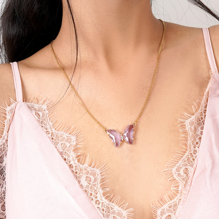 Lainey Purple Butterfly Necklace