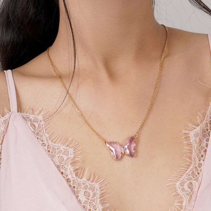 Lainey Pink Butterfly Necklace