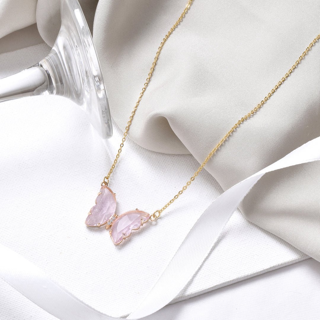 Lainey Pink Butterfly Necklace