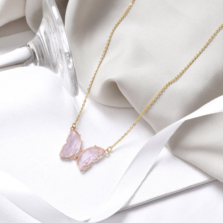 Lainey Pink Butterfly Necklace