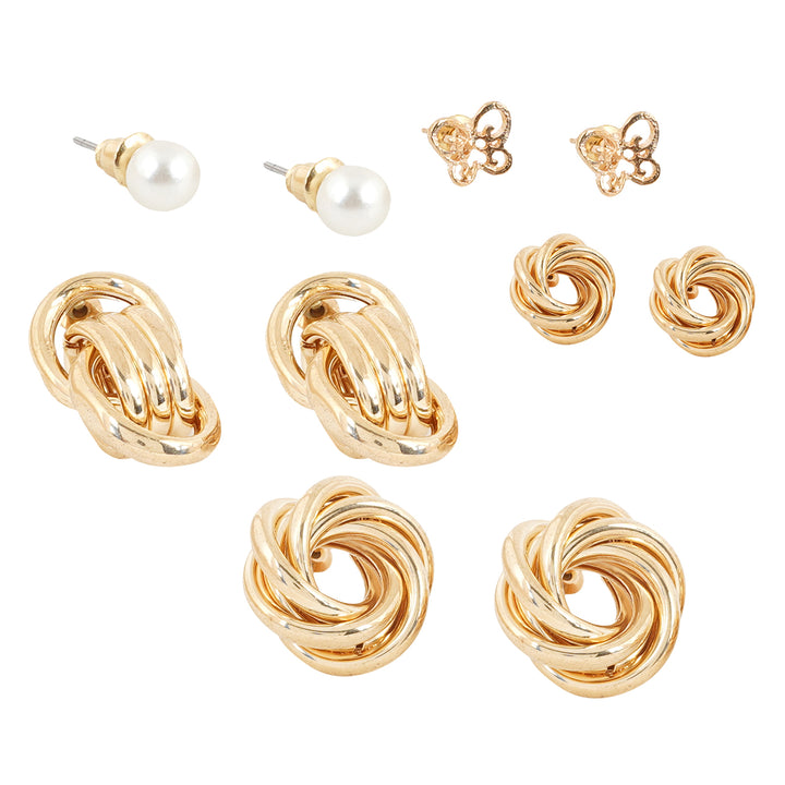 Pretzel Gold Stud Earring Set