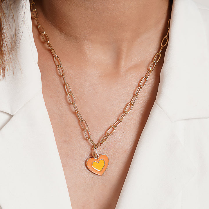 Faye Orange Heart Necklace