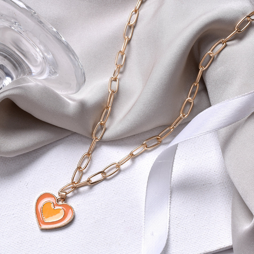 Faye Orange Heart Necklace