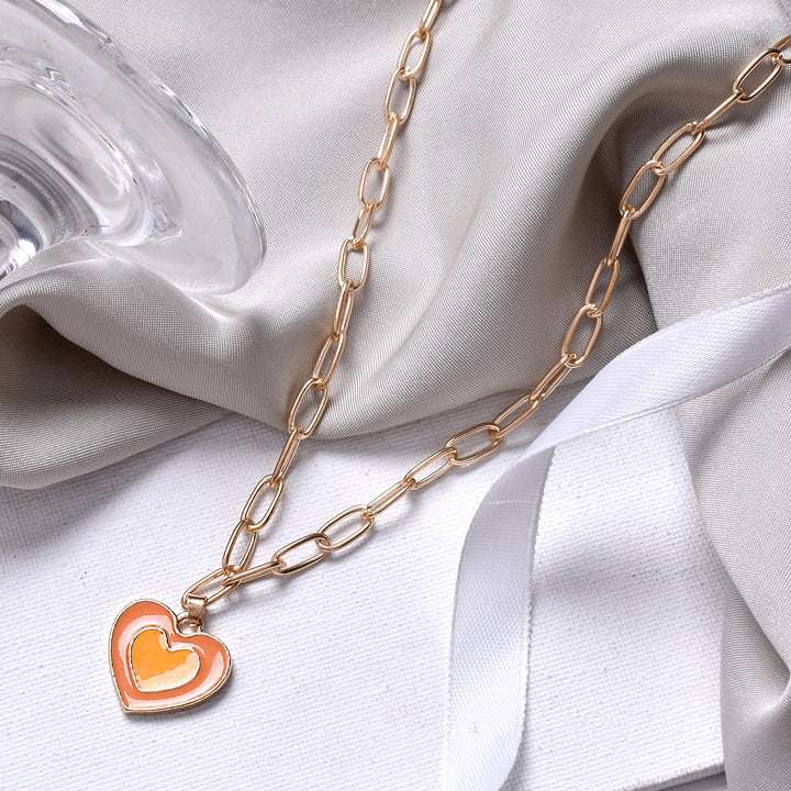 Faye Orange Heart Necklace