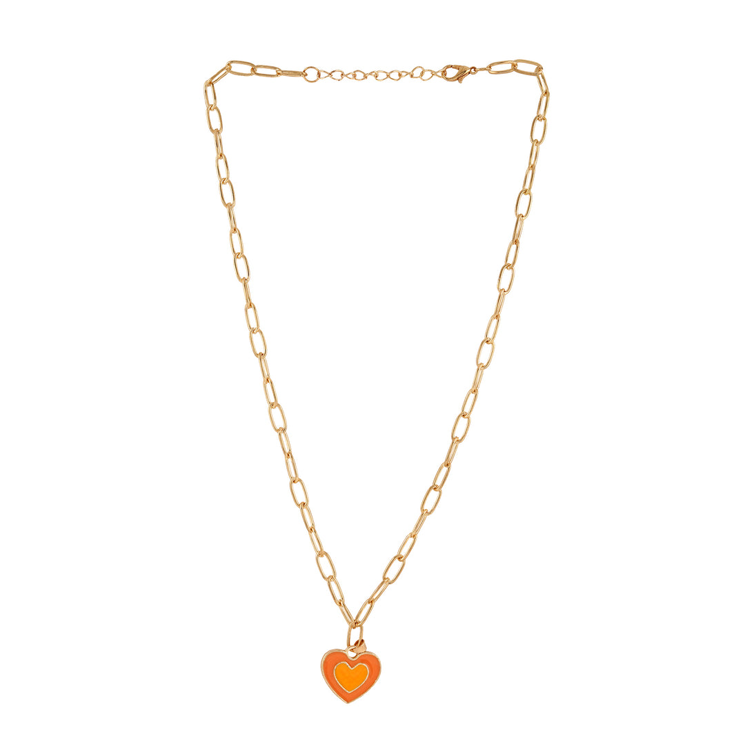 Faye Orange Heart Necklace