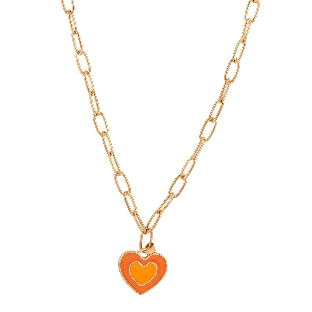 Faye Orange Heart Necklace