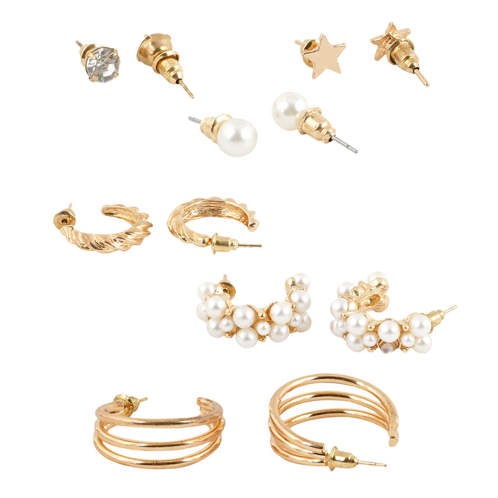 Tasha Tassle Hoop Stud Combo Earring Set