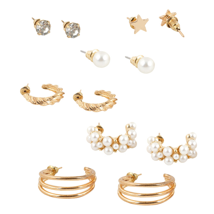 Tasha Tassle Hoop Stud Combo Earring Set