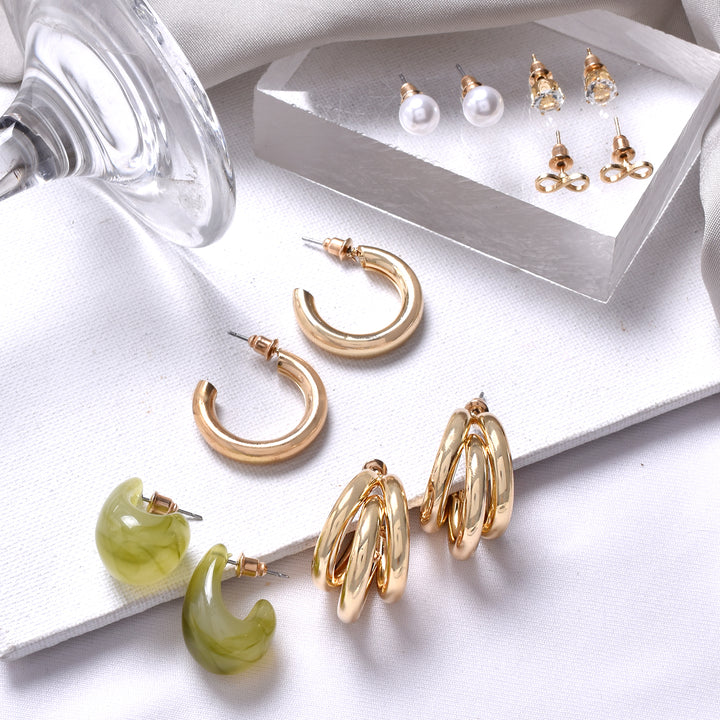Sage Hoop-Stud Combo Set