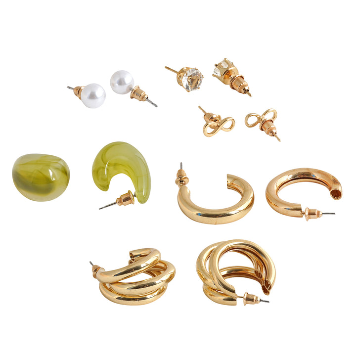 Sage Hoop-Stud Combo Set