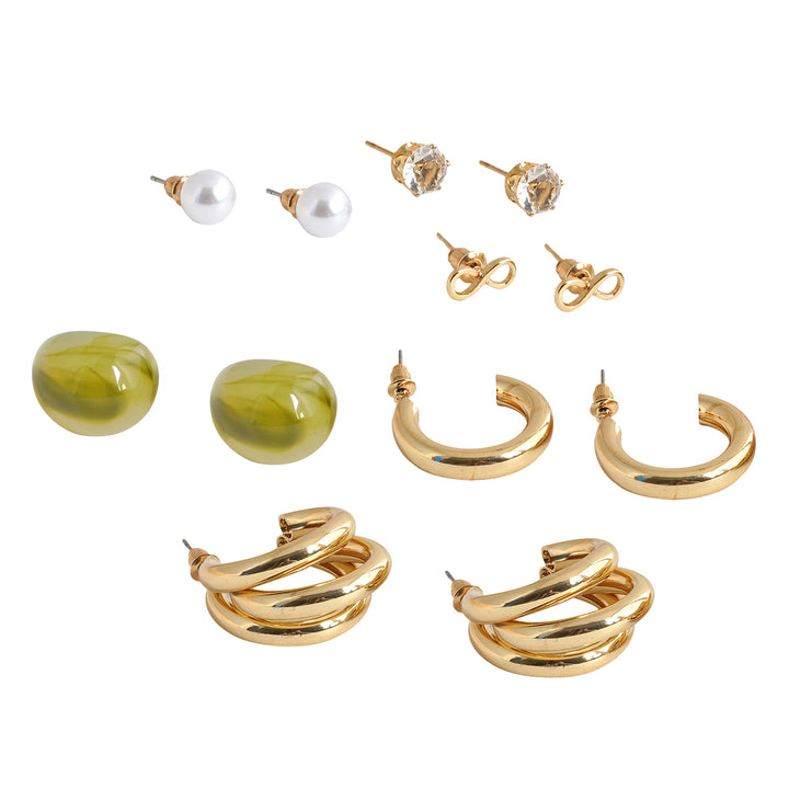 Sage Hoop-Stud Combo Set