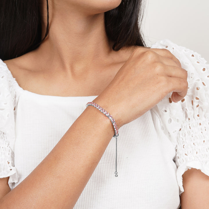 Nora Silver Tennis Pink Bracelet