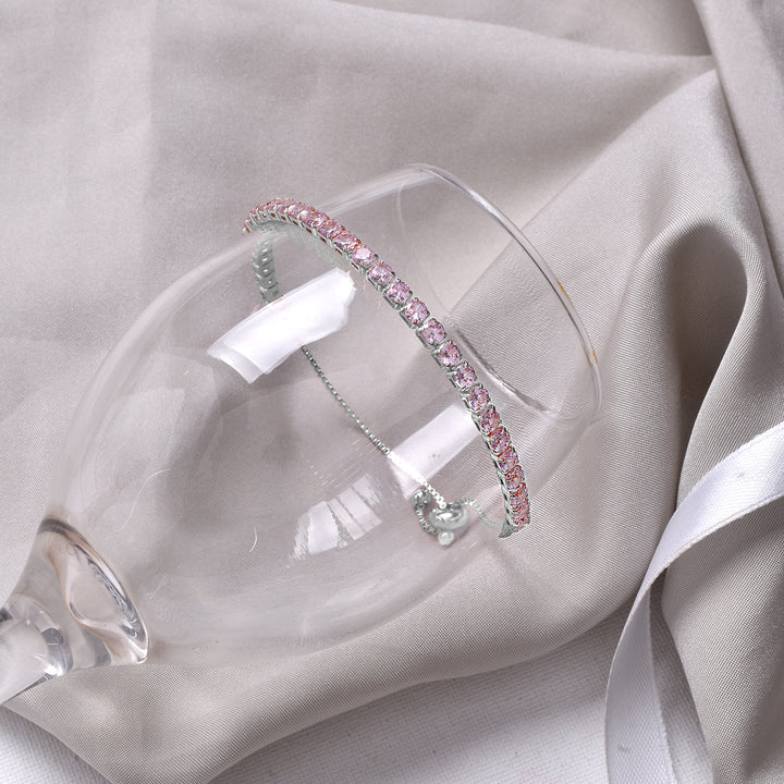 Nora Silver Tennis Pink Bracelet