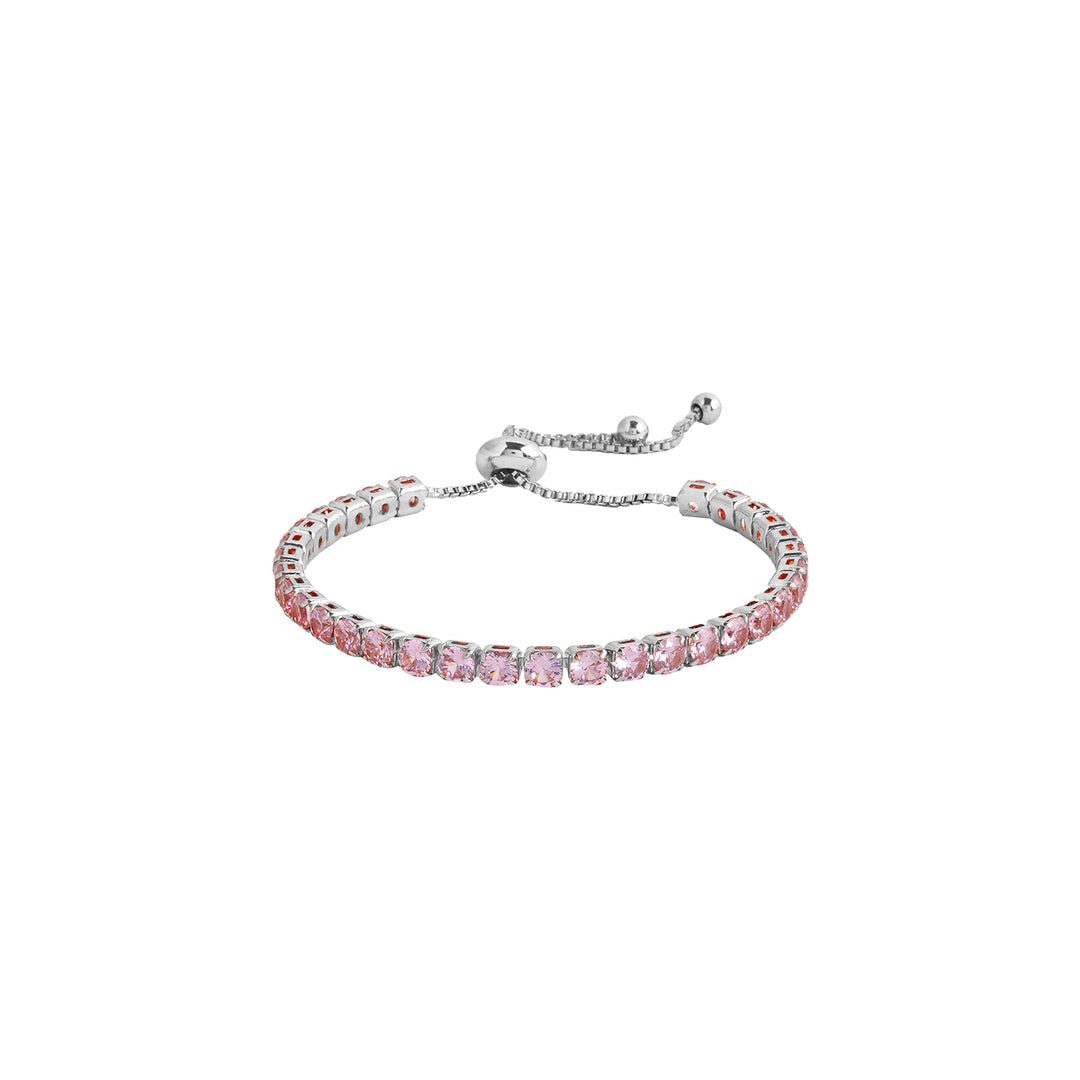 Nora Silver Tennis Pink Bracelet