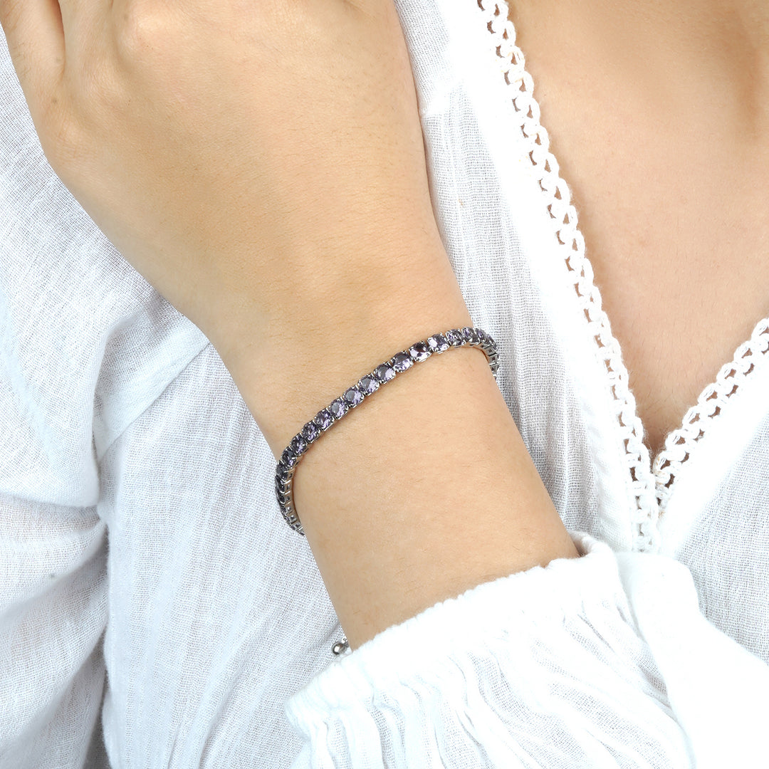 Nora Silver Tennis Purple Bracelet