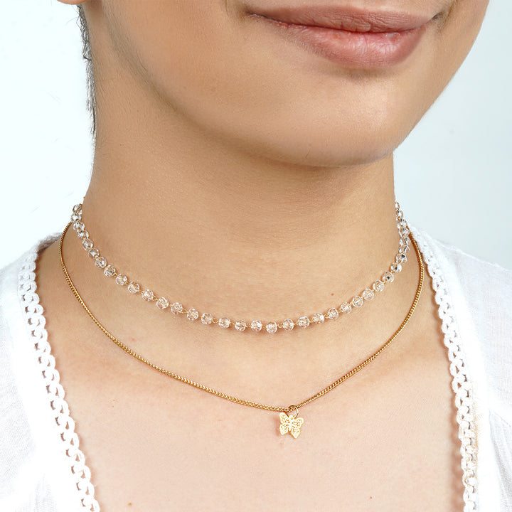 Beaded Wing Layered Necklace