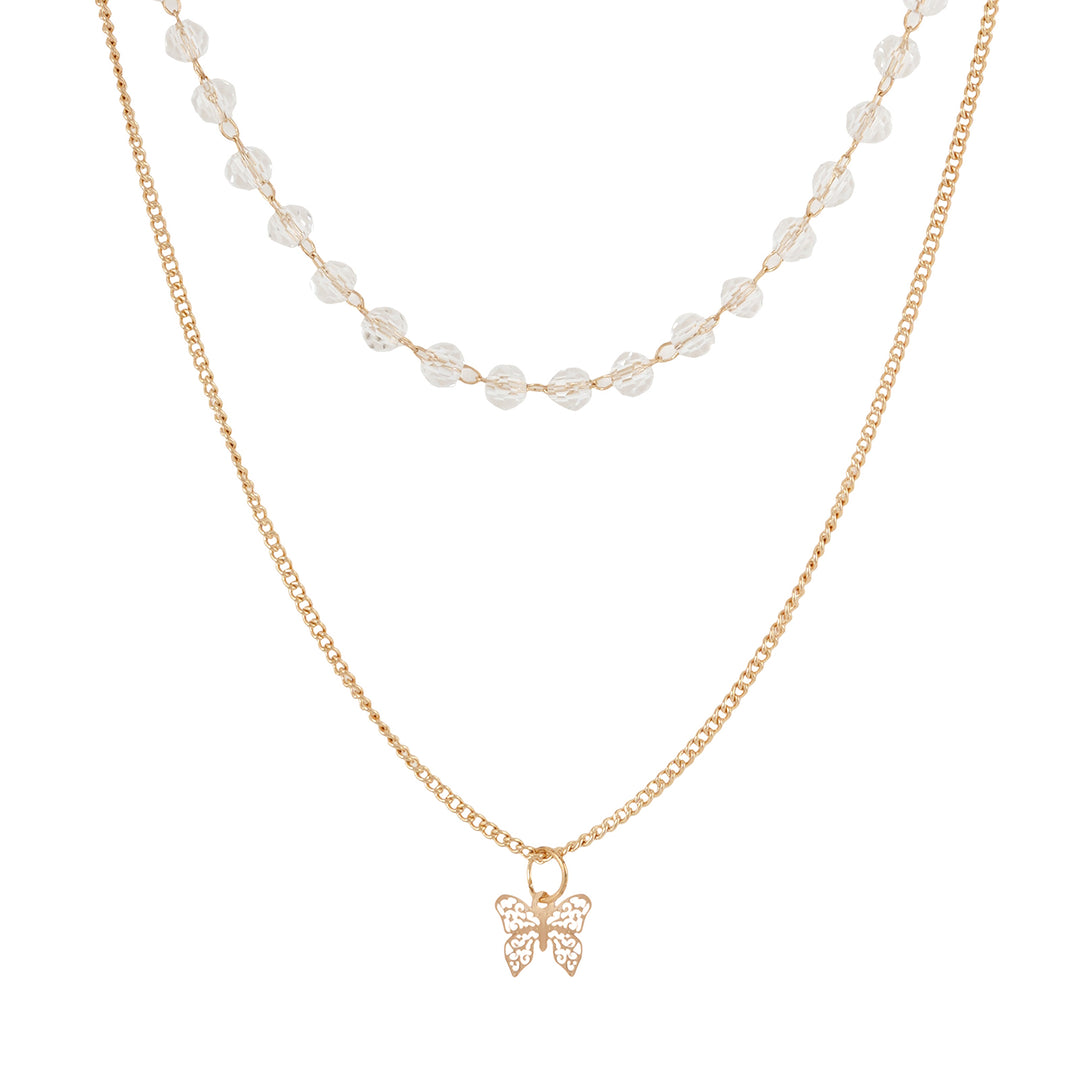 Beaded Wing Layered Necklace