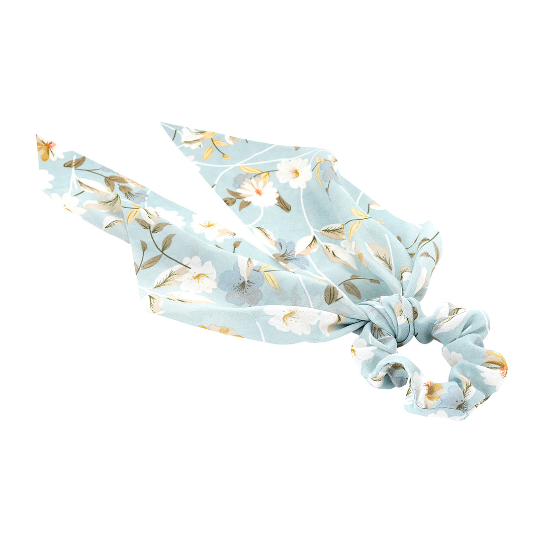 Carya Blue Floral Scarf Scrunchie