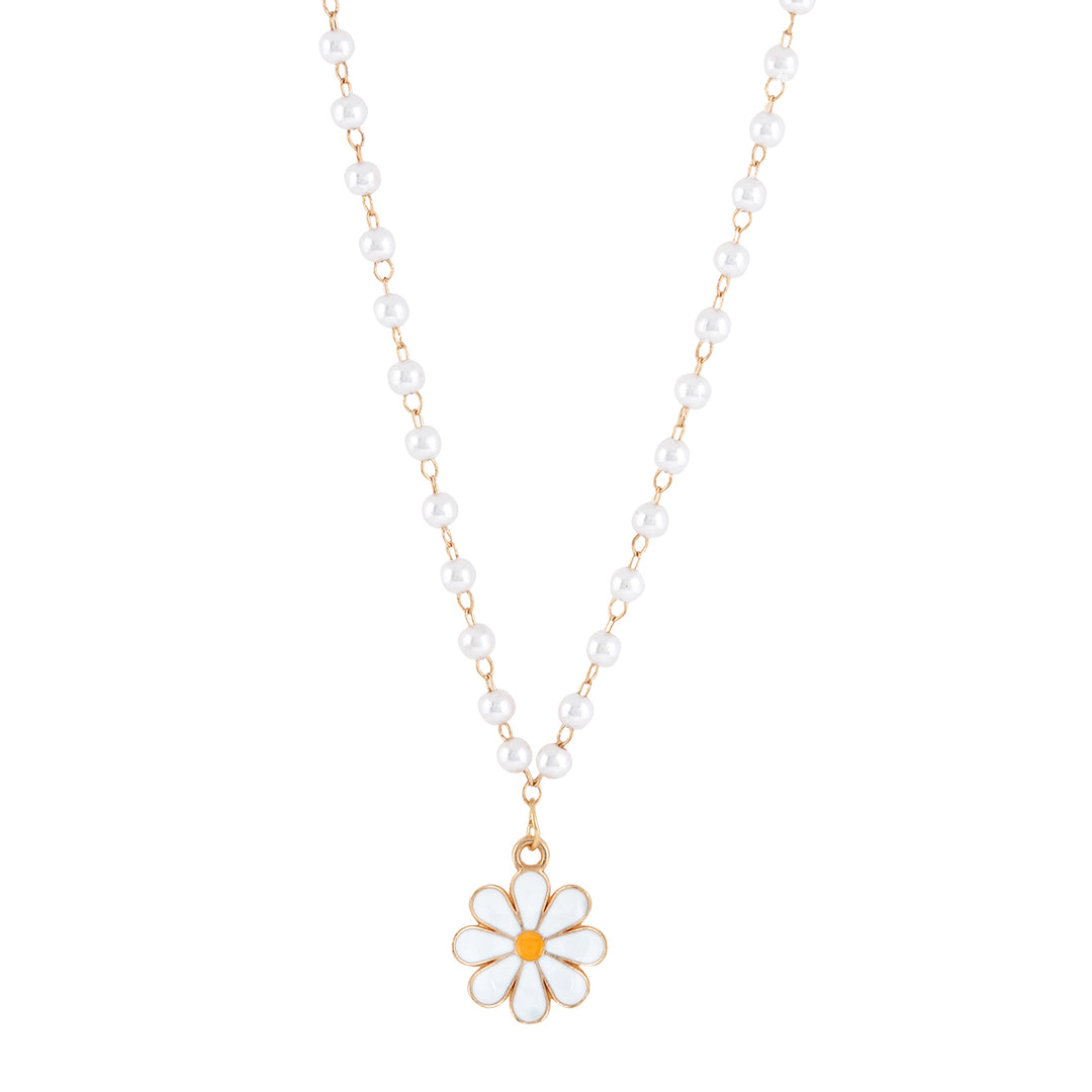 【twentyoneaugust】DAISY PEARL NECKLACE BLACK DAISY NECKLACE - TWENTYONEAUGUST | 60% - Asian Fashion