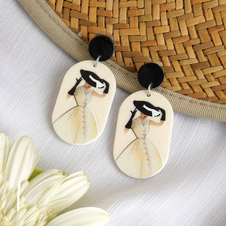 Lady In White Earrings